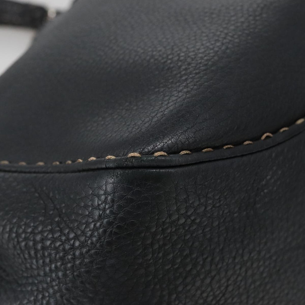 FENDI Celeria Tote Bag Leather Black Gold yk15995