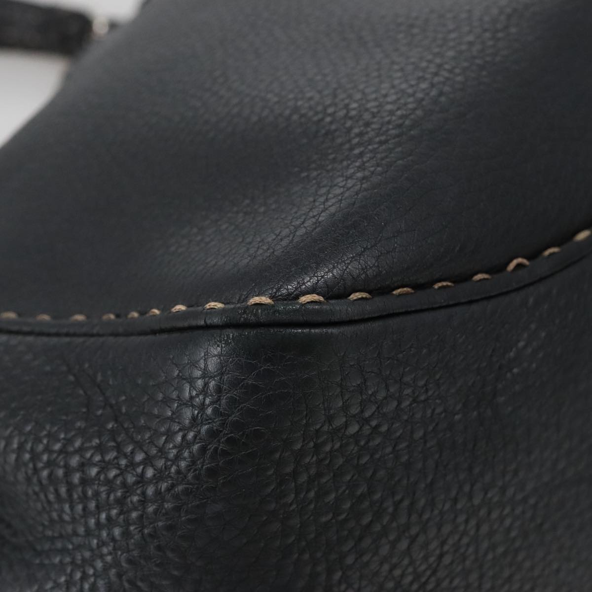 FENDI Celeria Tote Bag Leather Black Gold yk15995