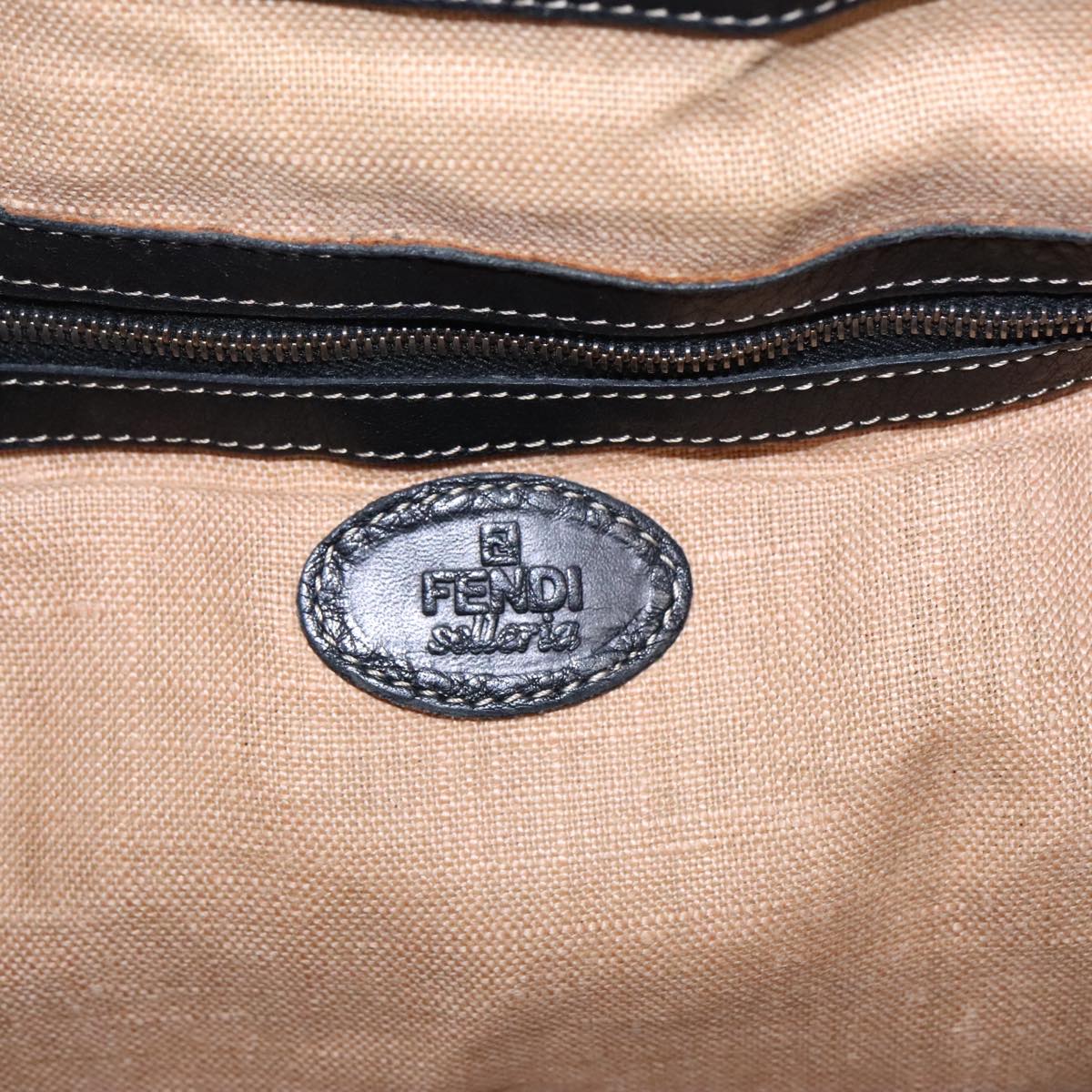 FENDI Celeria Tote Bag Leather Black Gold yk15995