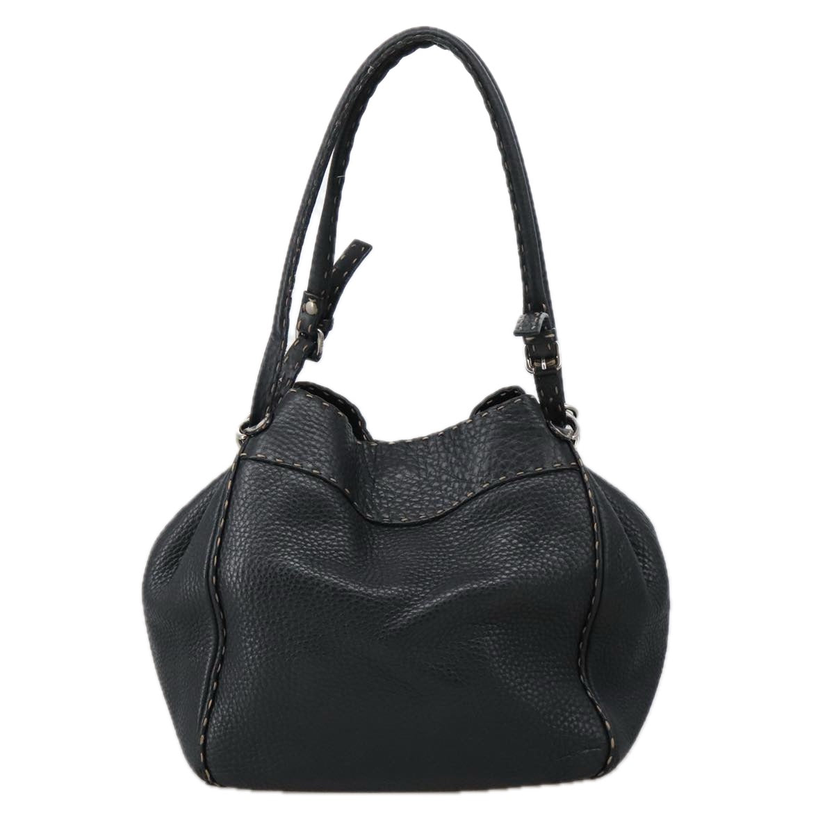 FENDI Celeria Tote Bag Leather Black Gold yk15995