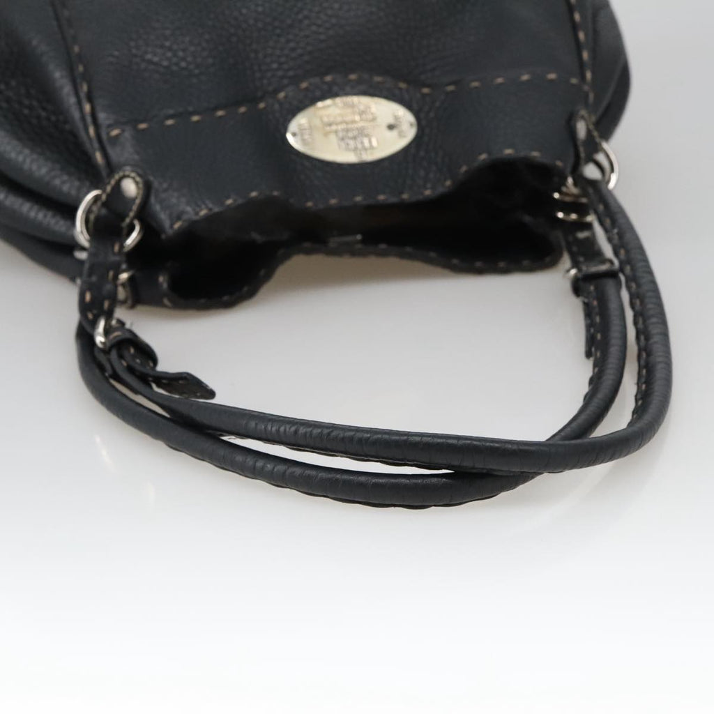 FENDI Celeria Tote Bag Leather Black Gold yk15995