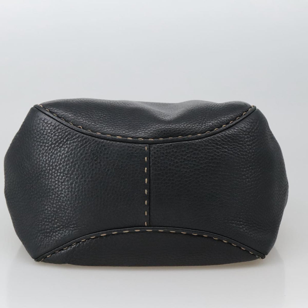 FENDI Celeria Tote Bag Leather Black Gold yk15995