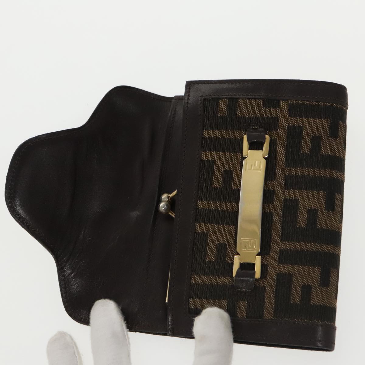 FENDI Zucca Canvas Wallet Black Brown yk16013