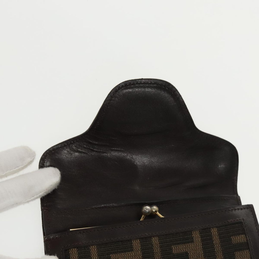 FENDI Zucca Canvas Wallet Black Brown yk16013