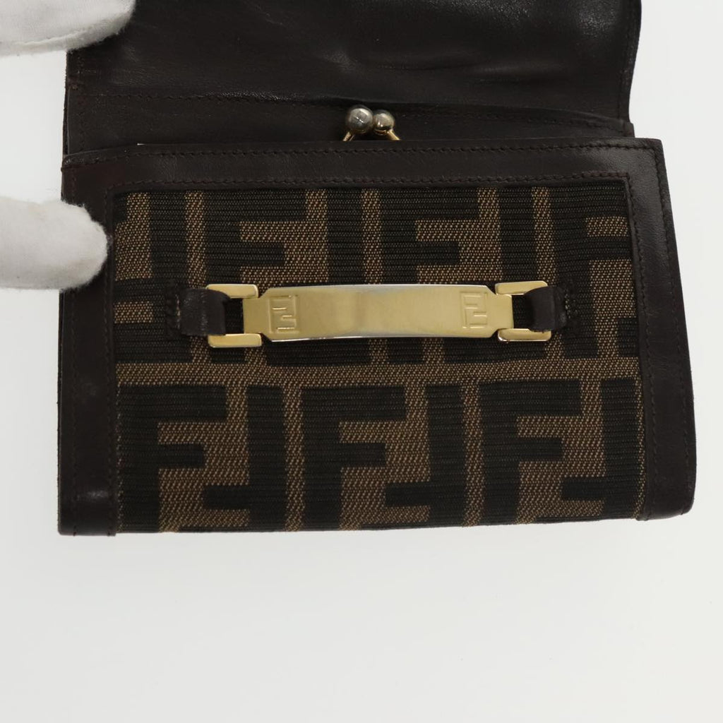 FENDI Zucca Canvas Wallet Black Brown yk16013