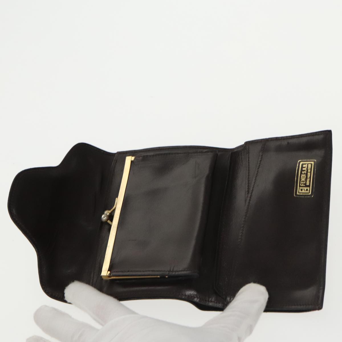 FENDI Zucca Canvas Wallet Black Brown yk16013