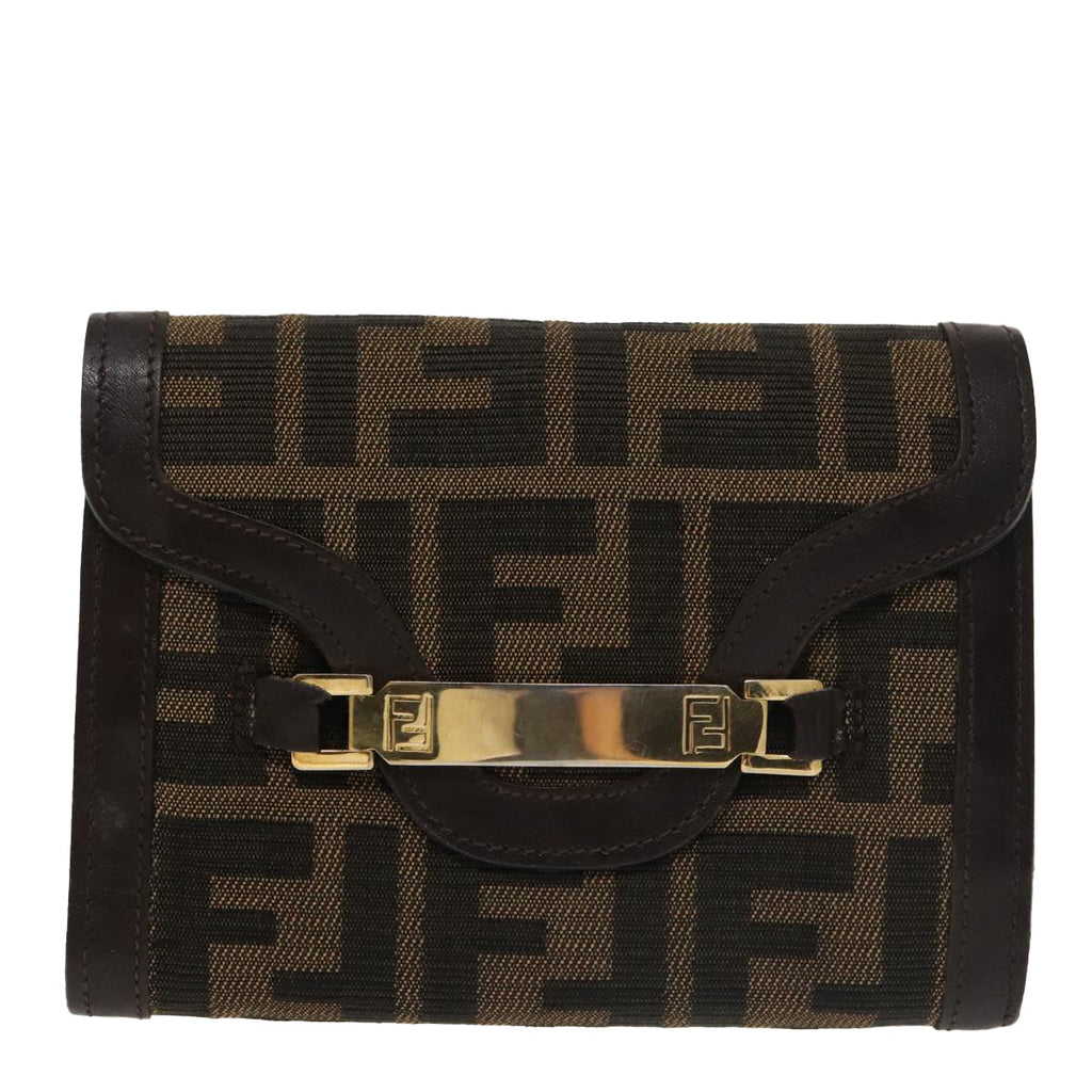 FENDI Zucca Canvas Wallet Black Brown yk16013