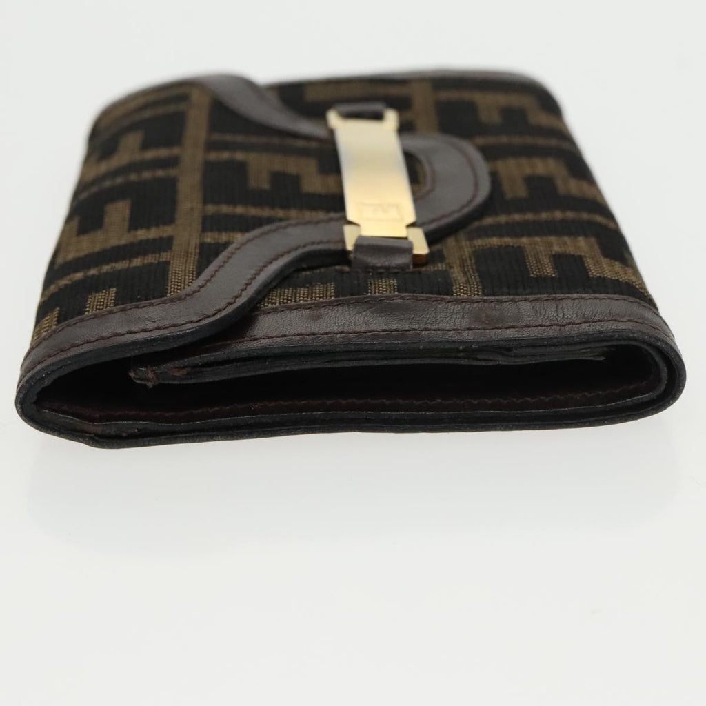 FENDI Zucca Canvas Wallet Black Brown yk16013