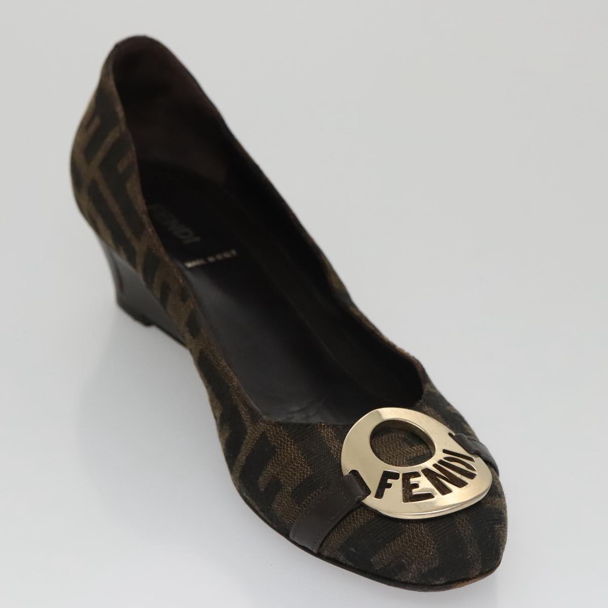 FENDI Zucca Canvas Pumps 37 pumps Brown Black Gold yk16020