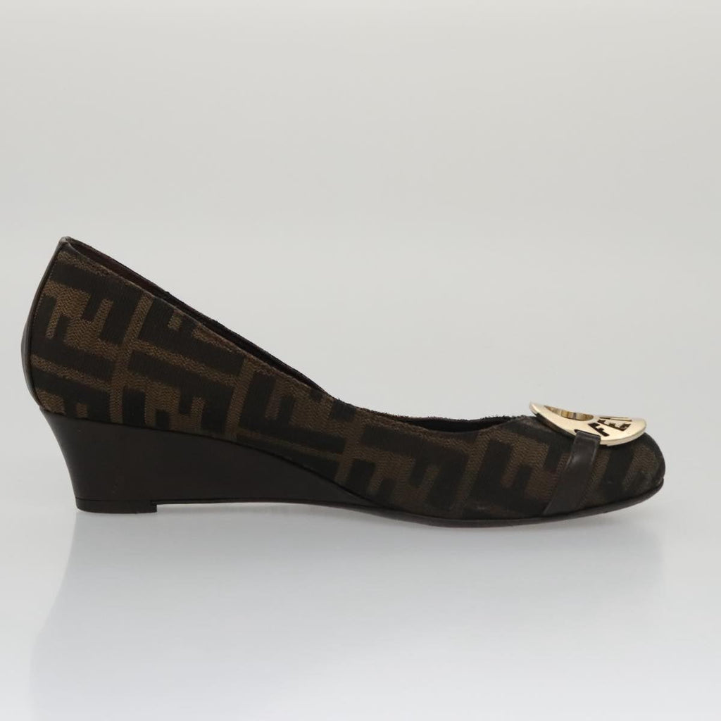 FENDI Zucca Canvas Pumps 37 pumps Brown Black Gold yk16020
