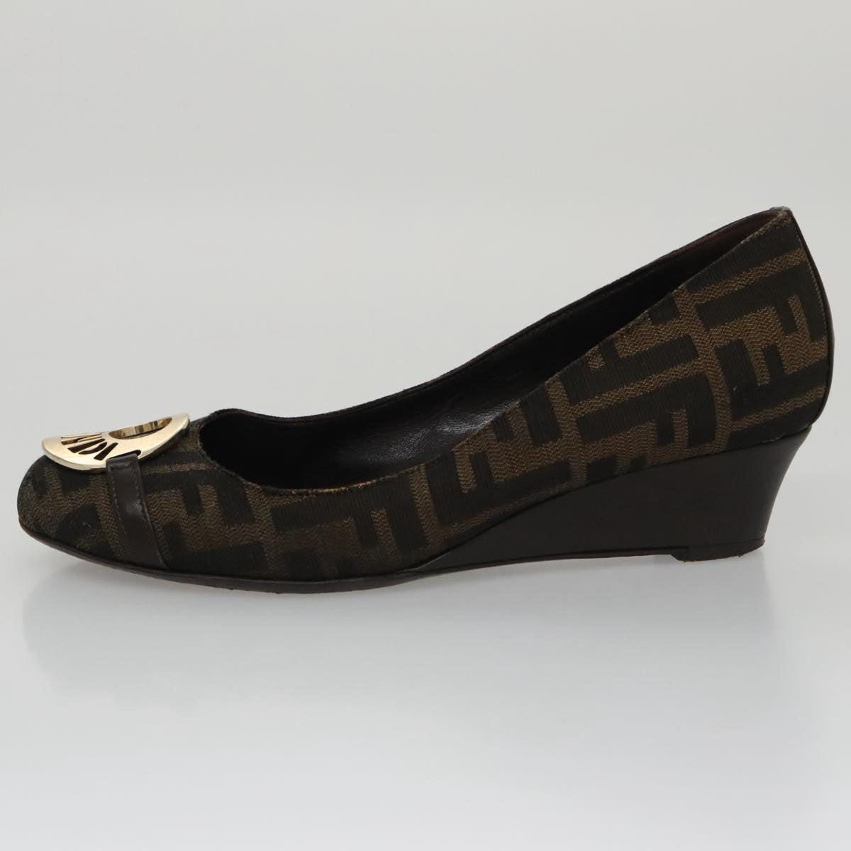 FENDI Zucca Canvas Pumps 37 pumps Brown Black Gold yk16020