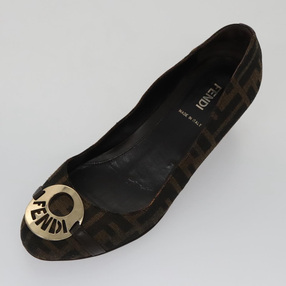 FENDI Zucca Canvas Pumps 37 pumps Brown Black Gold yk16020