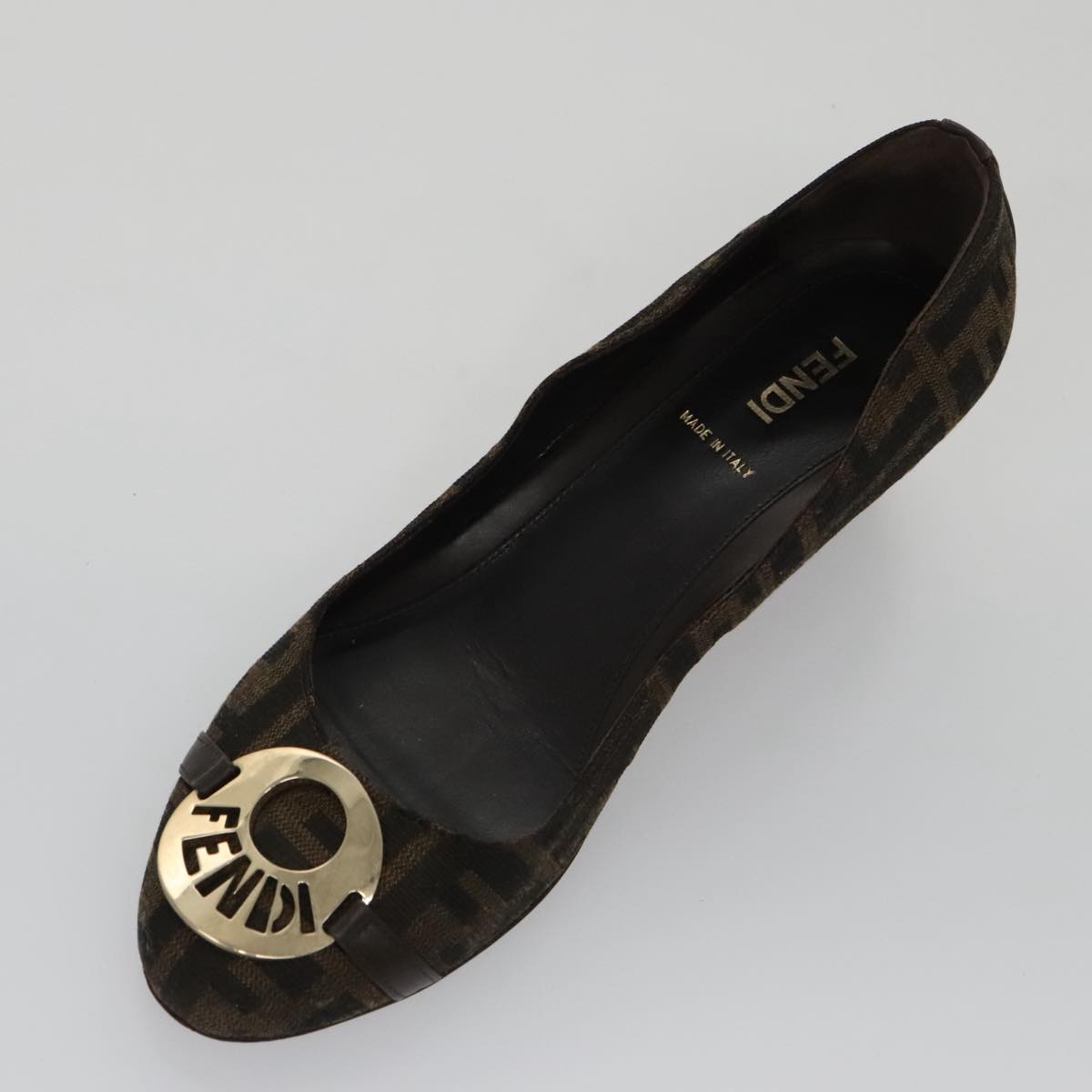 FENDI Zucca Canvas Pumps 37 pumps Brown Black Gold yk16020