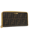 FENDI Zucca Canvas Long Wallet Black Brown yk16051