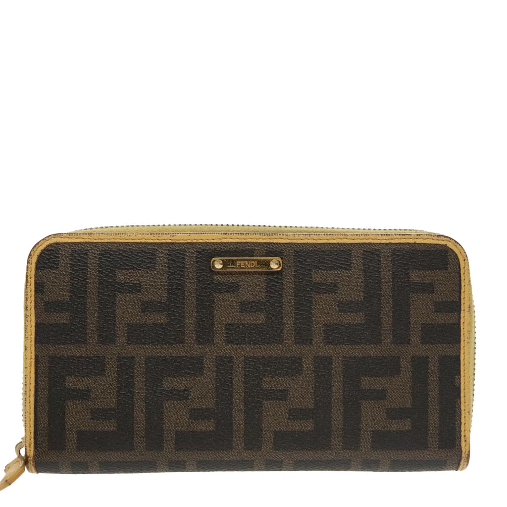 FENDI Zucca Canvas Long Wallet Black Brown yk16051