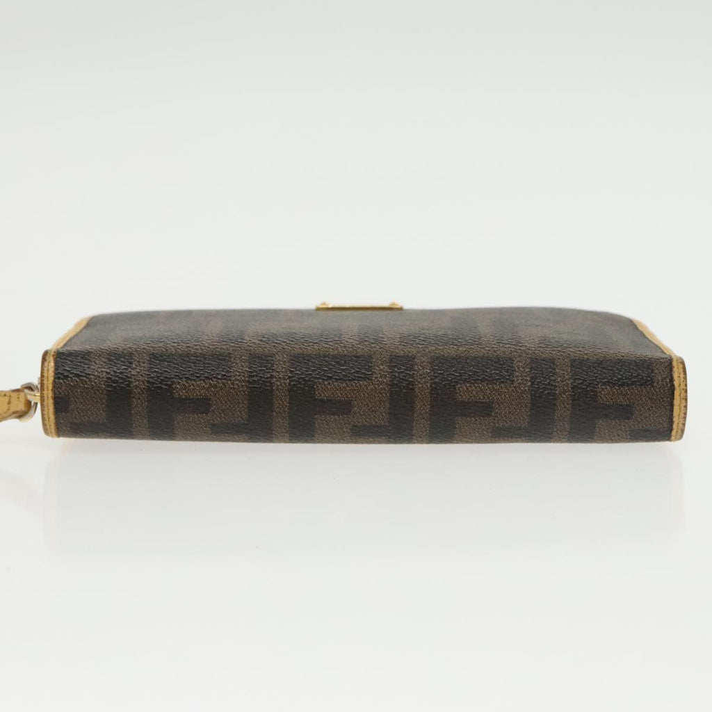 FENDI Zucca Canvas Long Wallet Black Brown yk16051