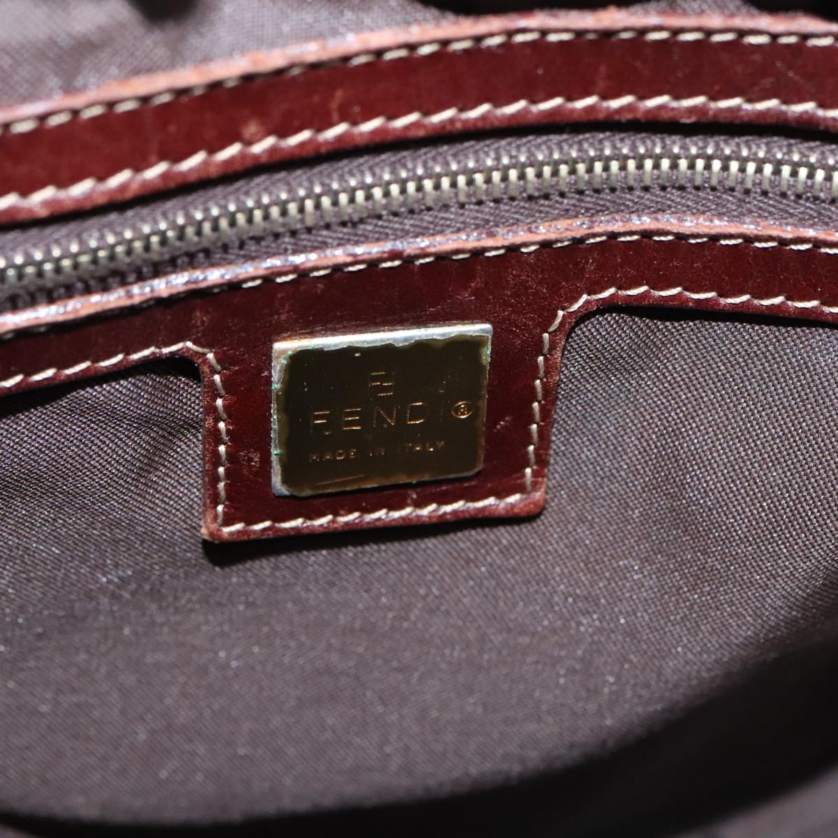 FENDI Zucchino Canvas Mamma Baguette Shoulder Bag Enamel Beige yk16064