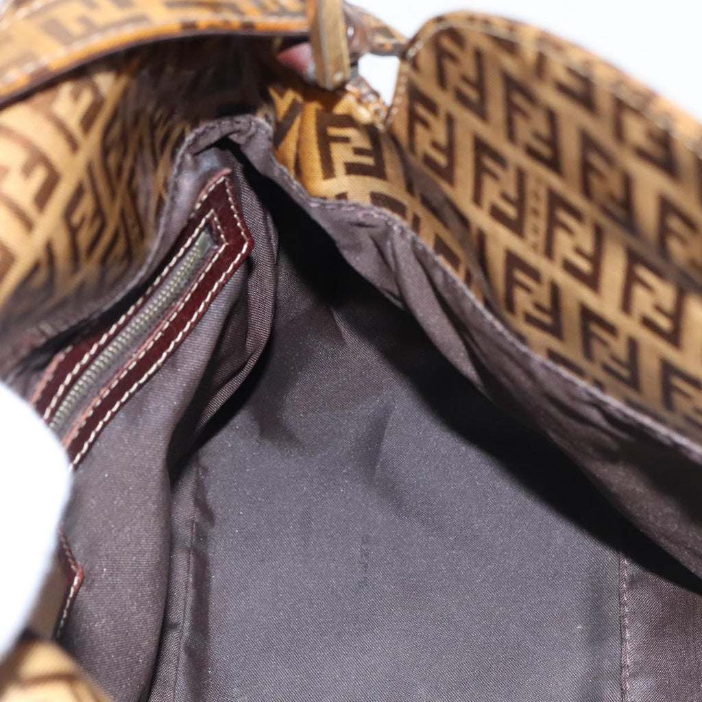 FENDI Zucchino Canvas Mamma Baguette Shoulder Bag Enamel Beige yk16064
