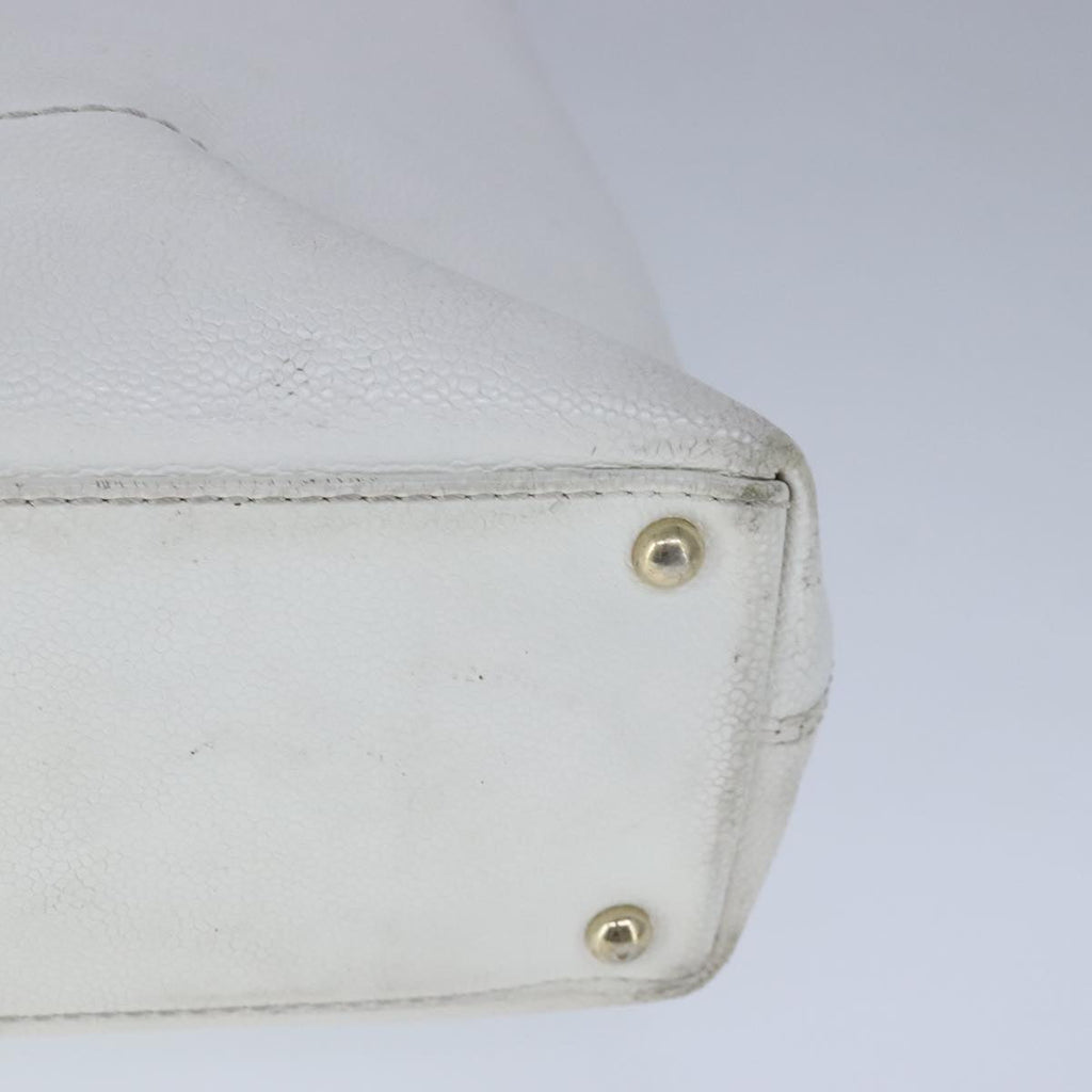 CHANEL COCO Mark Tote Bag Caviar Skin White CC yk16094