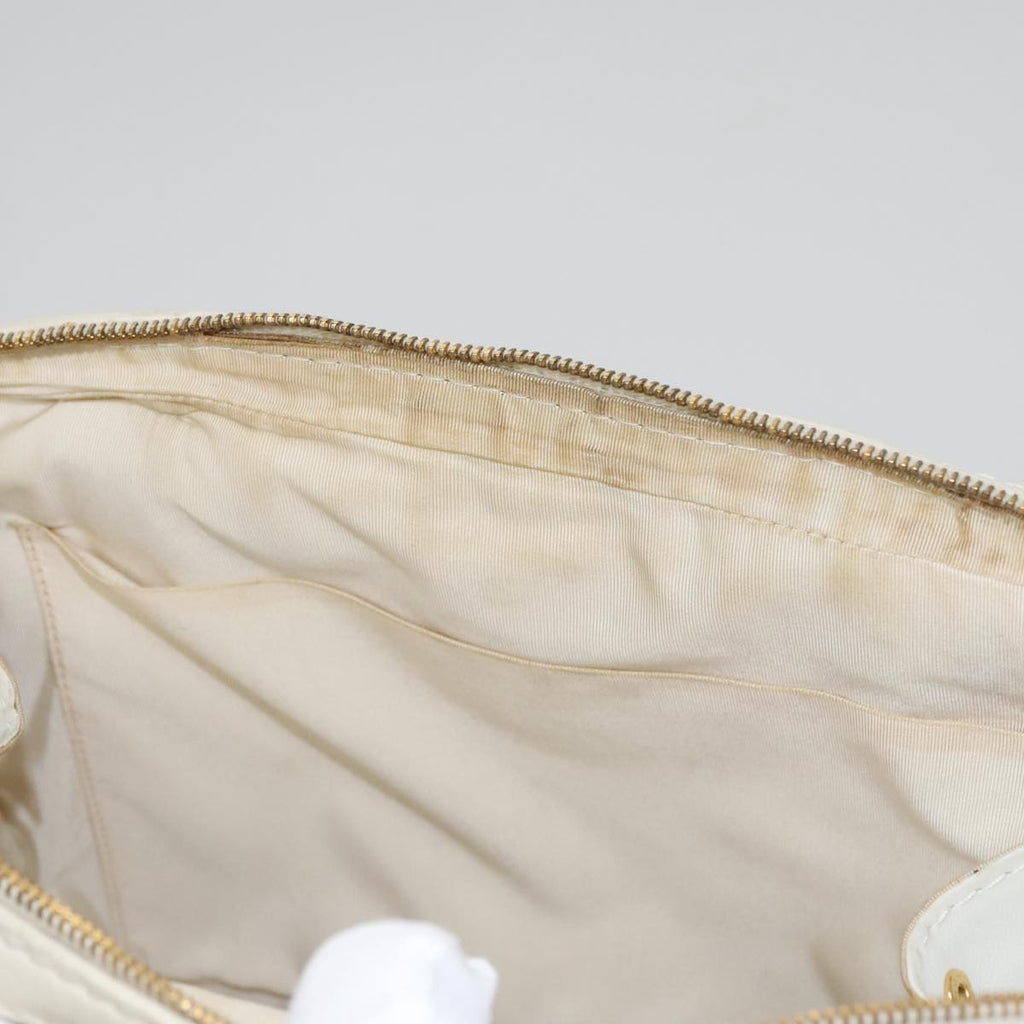 CHANEL Wild stitch Hand Bag Leather White Gold CC yk16095