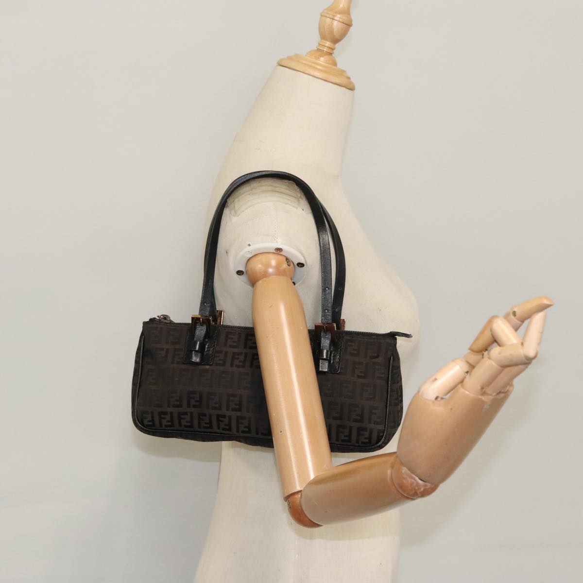 FENDI Zucchino Canvas Hand Bag Brown yk16172
