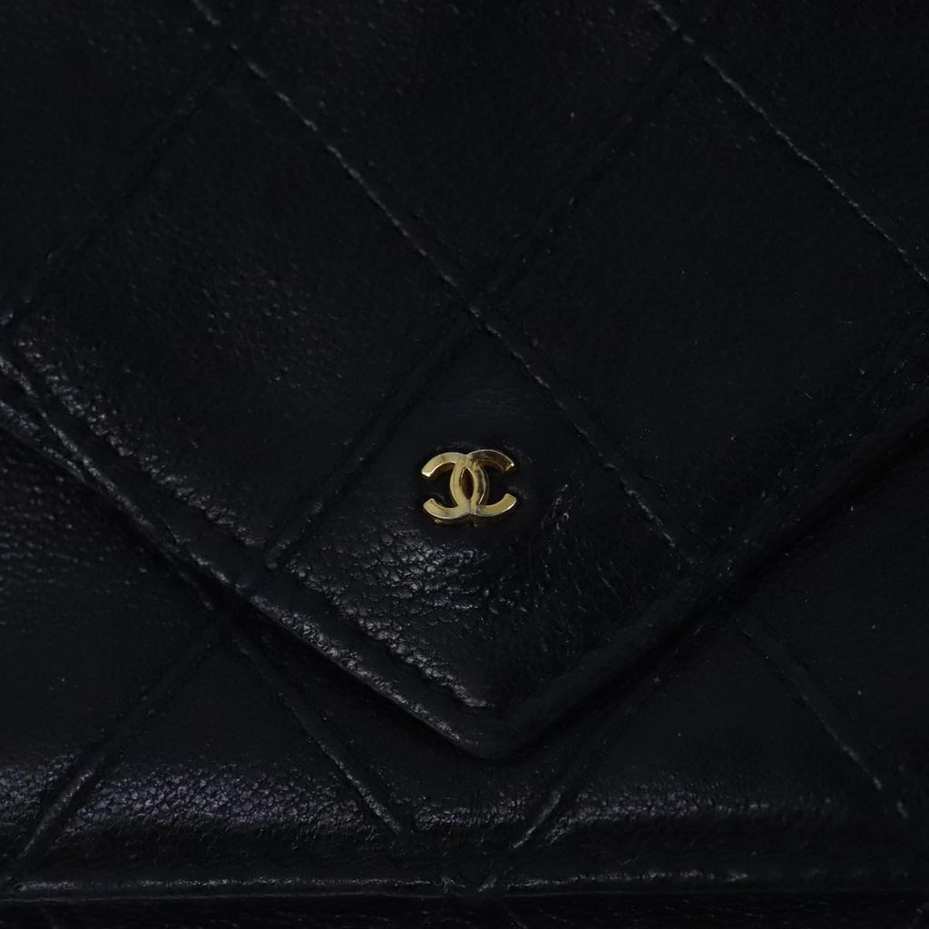 CHANEL Bicolore Waist Pouch Lamb Skin Navy Gold CC yk16227
