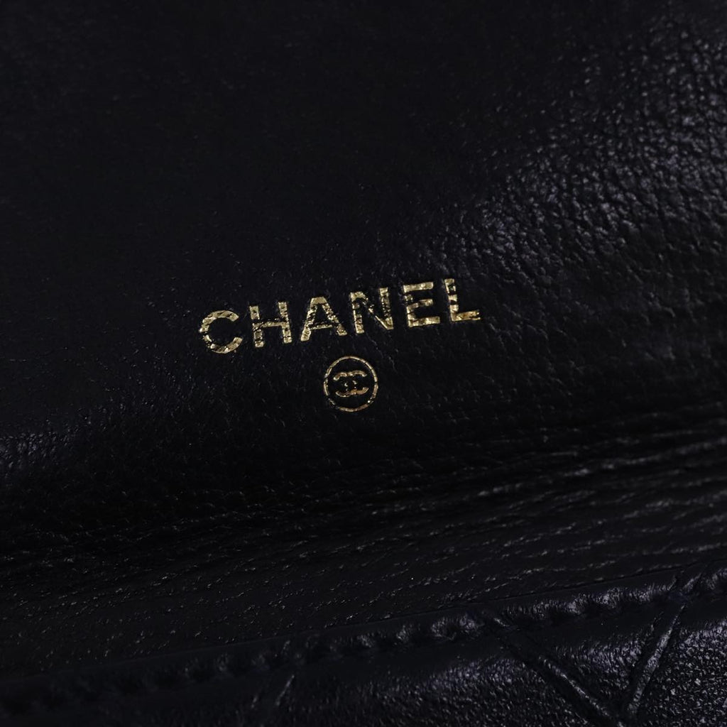 CHANEL Bicolore Waist Pouch Lamb Skin Navy Gold CC yk16227