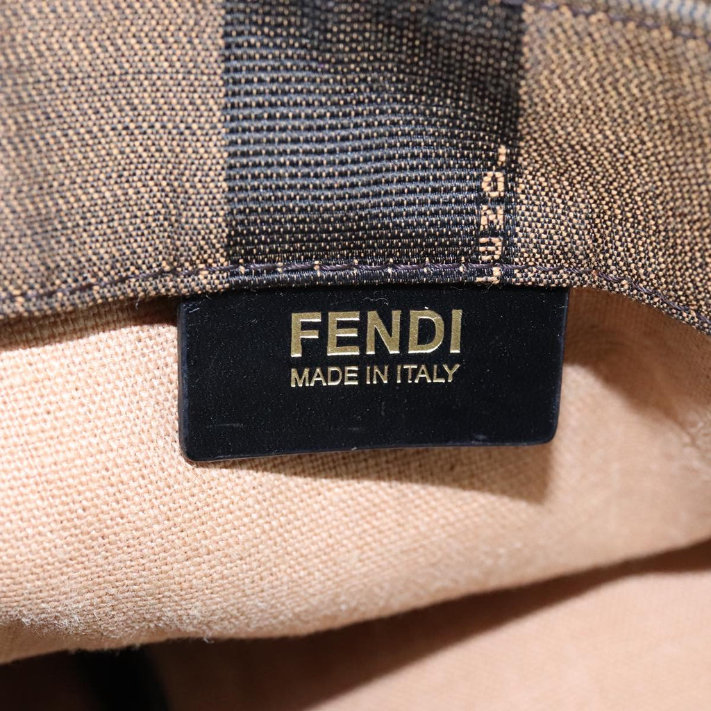 FENDI Pecan Canvas Shoulder Bag Brown Black yk16282