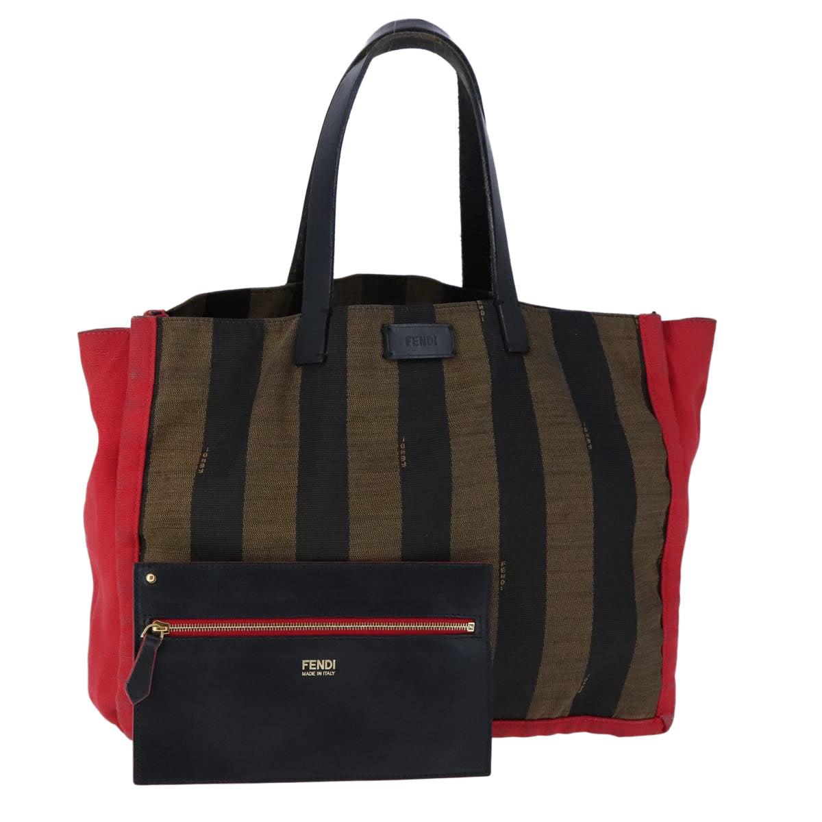 FENDI Pecan Canvas Shoulder Bag Brown Black yk16282