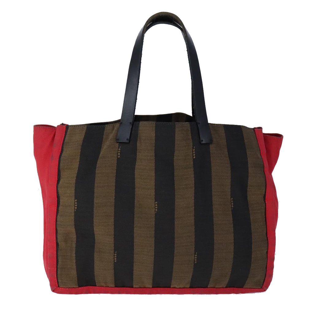 FENDI Pecan Canvas Shoulder Bag Brown Black yk16282