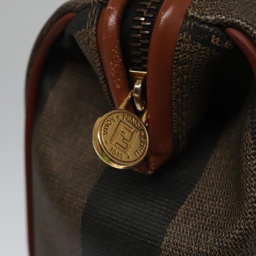 FENDI Pecan Canvas Mini Hand Bag Brown Black yk16320