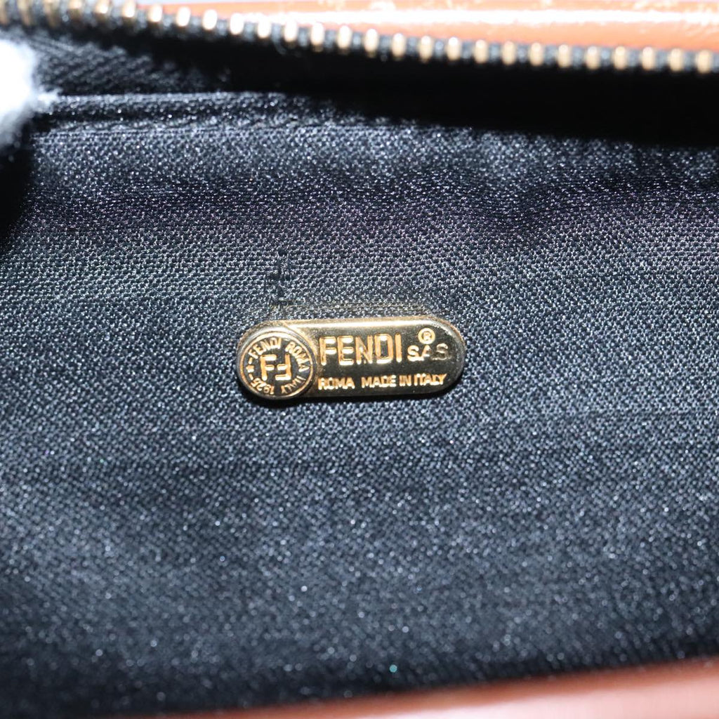 FENDI Pecan Canvas Mini Hand Bag Brown Black yk16320