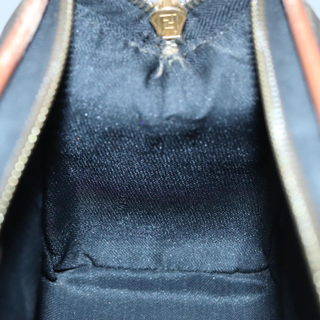 FENDI Pecan Canvas Mini Hand Bag Brown Black yk16320