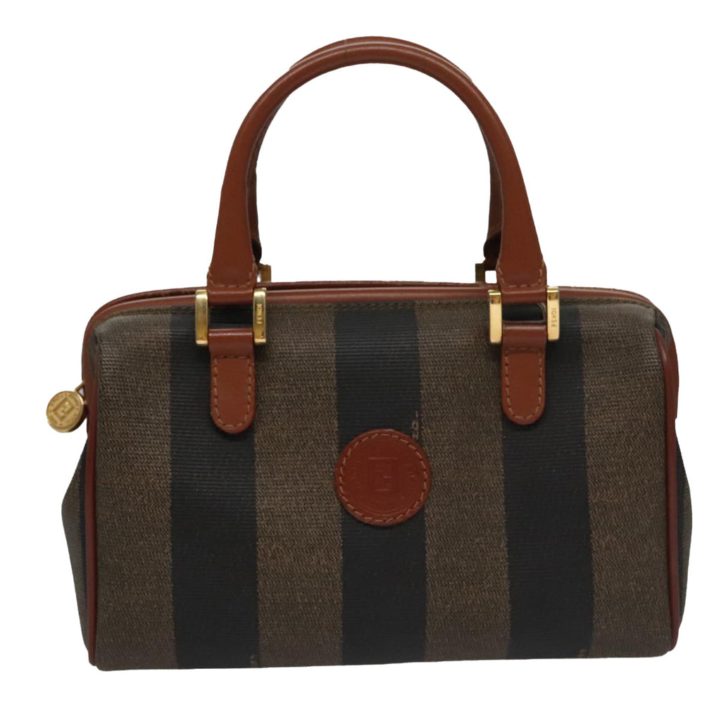 FENDI Pecan Canvas Mini Hand Bag Brown Black yk16320
