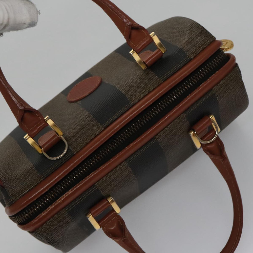 FENDI Pecan Canvas Mini Hand Bag Brown Black yk16320