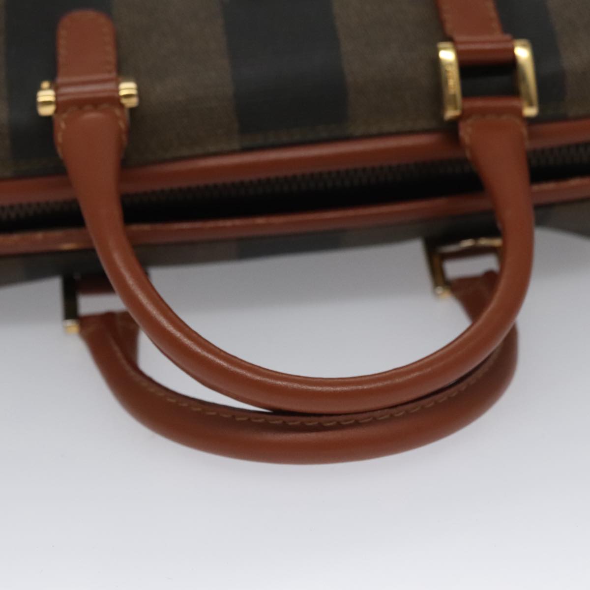 FENDI Pecan Canvas Mini Hand Bag Brown Black yk16320