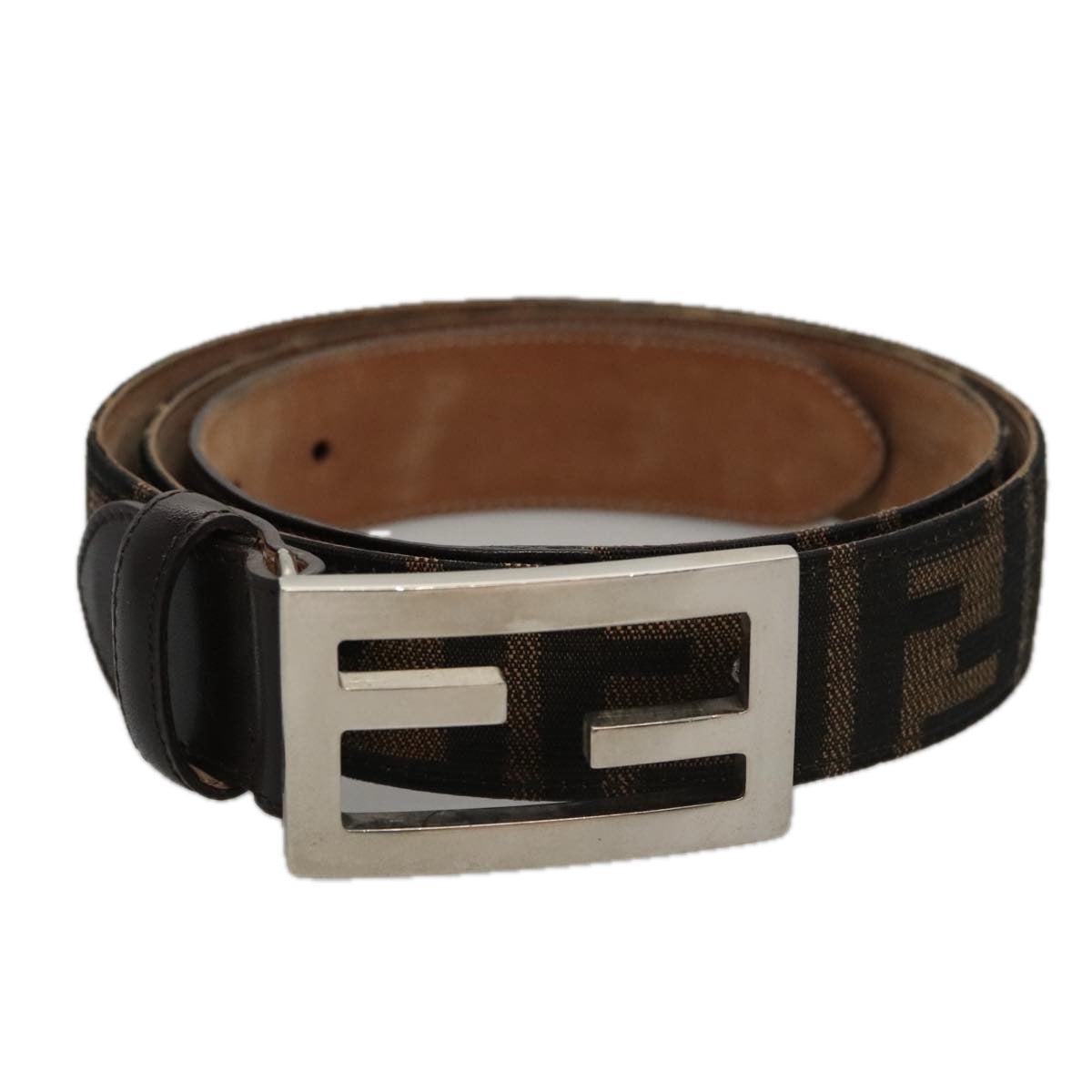 FENDI Zucca Canvas Belt 32.3""-36.2"" Brown yk16363