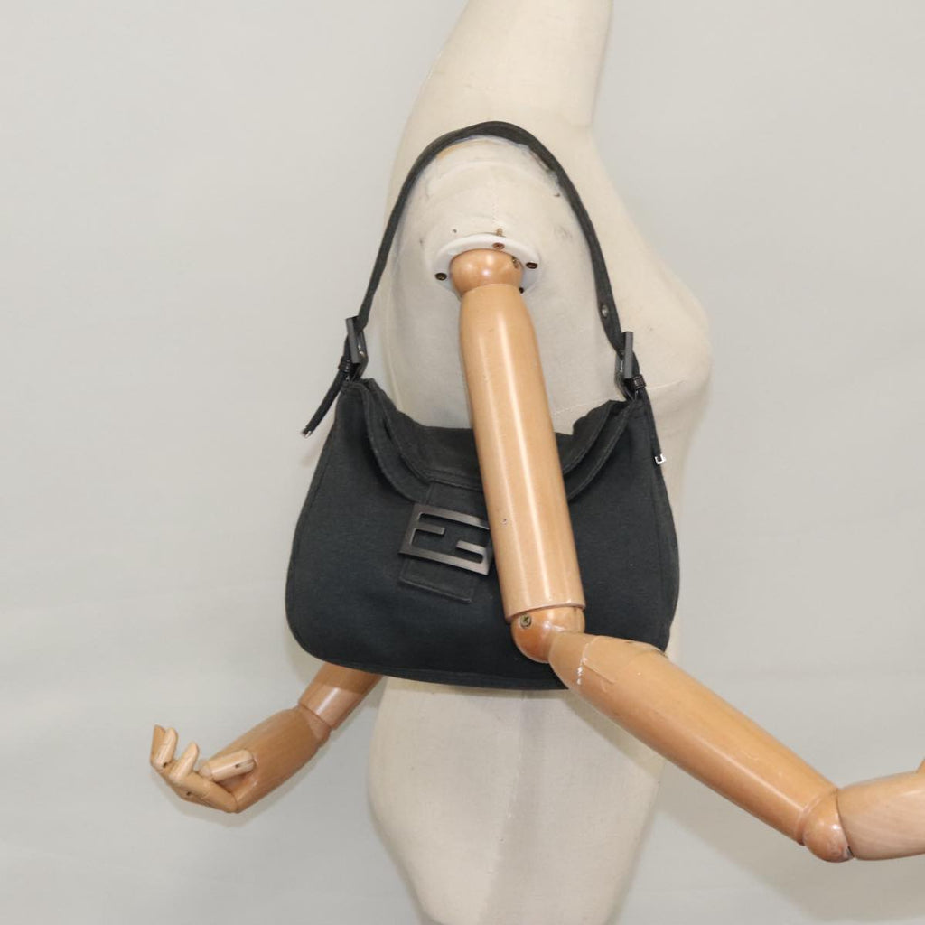 FENDI Mamma Baguette Shoulder Bag cotton Gray yk16404