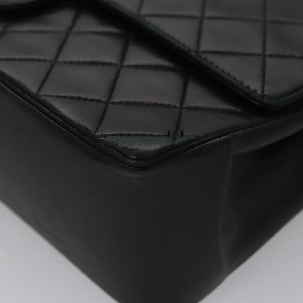 CHANEL Matelasse Chain Hand Bag Lamb Skin Vintage Black Gold CC yk16436