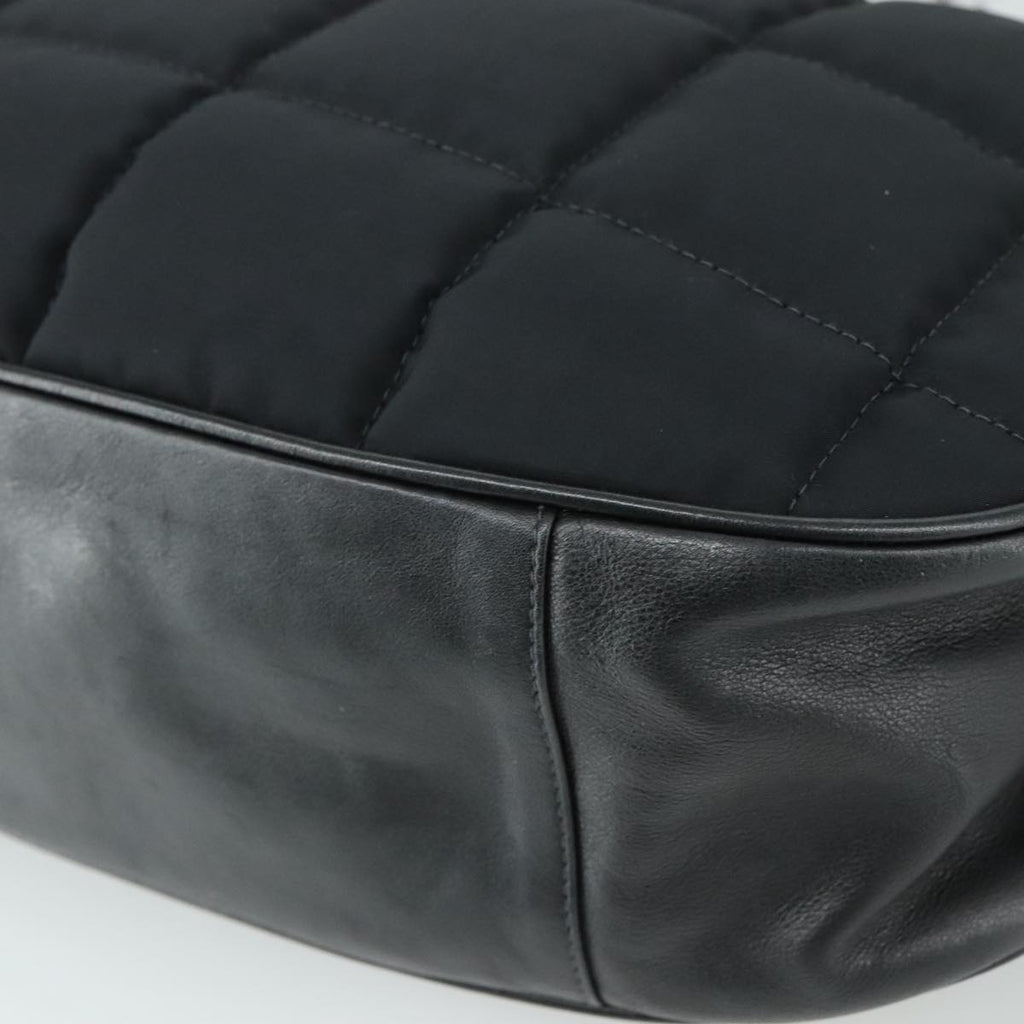 CHANEL Choco Bar Chain Shoulder Bag Nylon Black CC yk16437