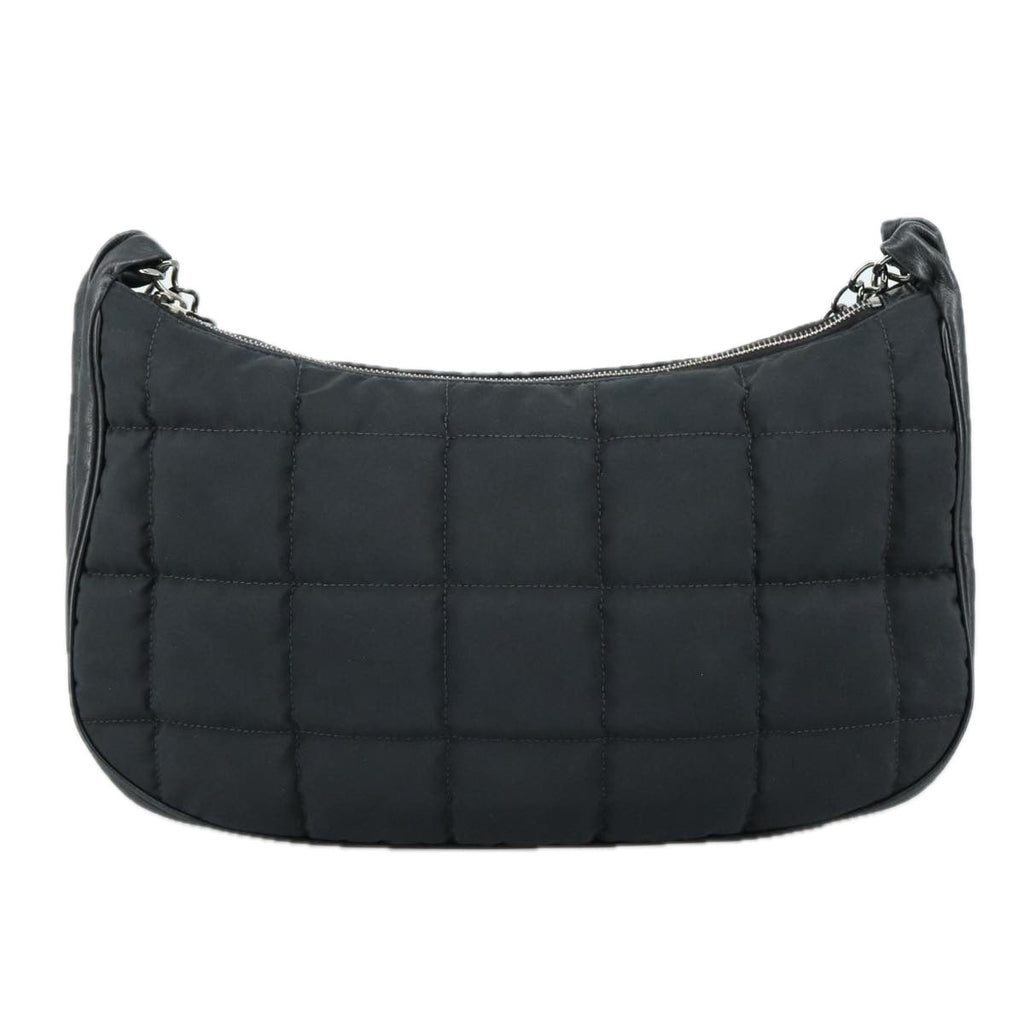CHANEL Choco Bar Chain Shoulder Bag Nylon Black CC yk16437