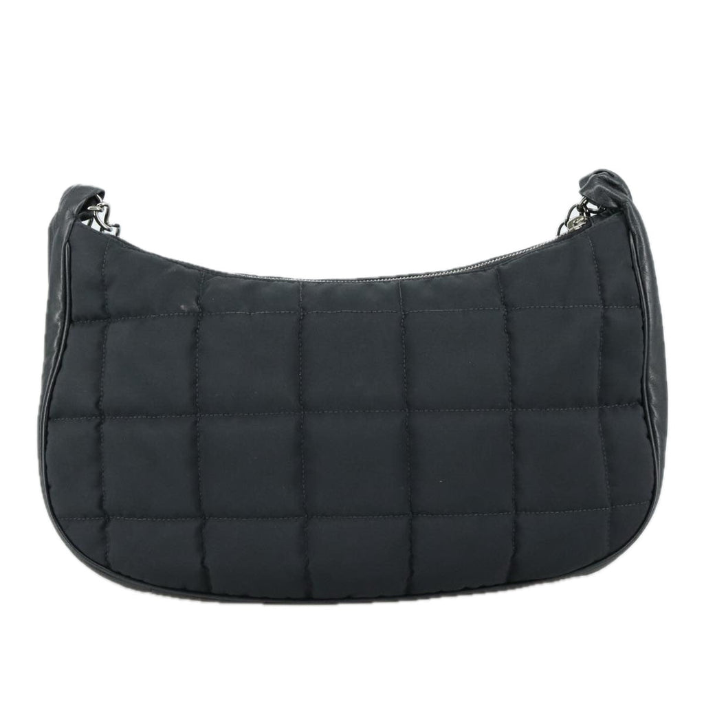 CHANEL Choco Bar Chain Shoulder Bag Nylon Black CC yk16437