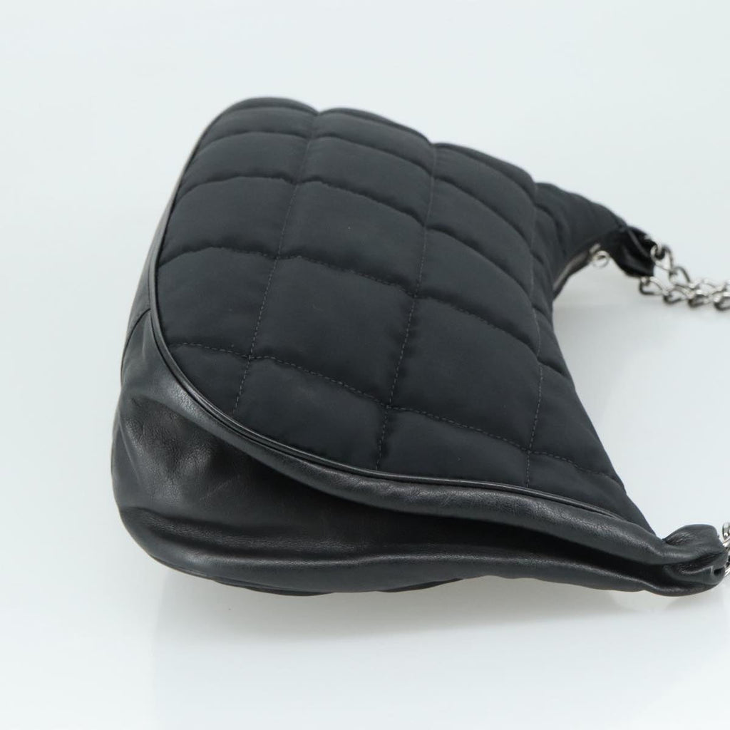 CHANEL Choco Bar Chain Shoulder Bag Nylon Black CC yk16437