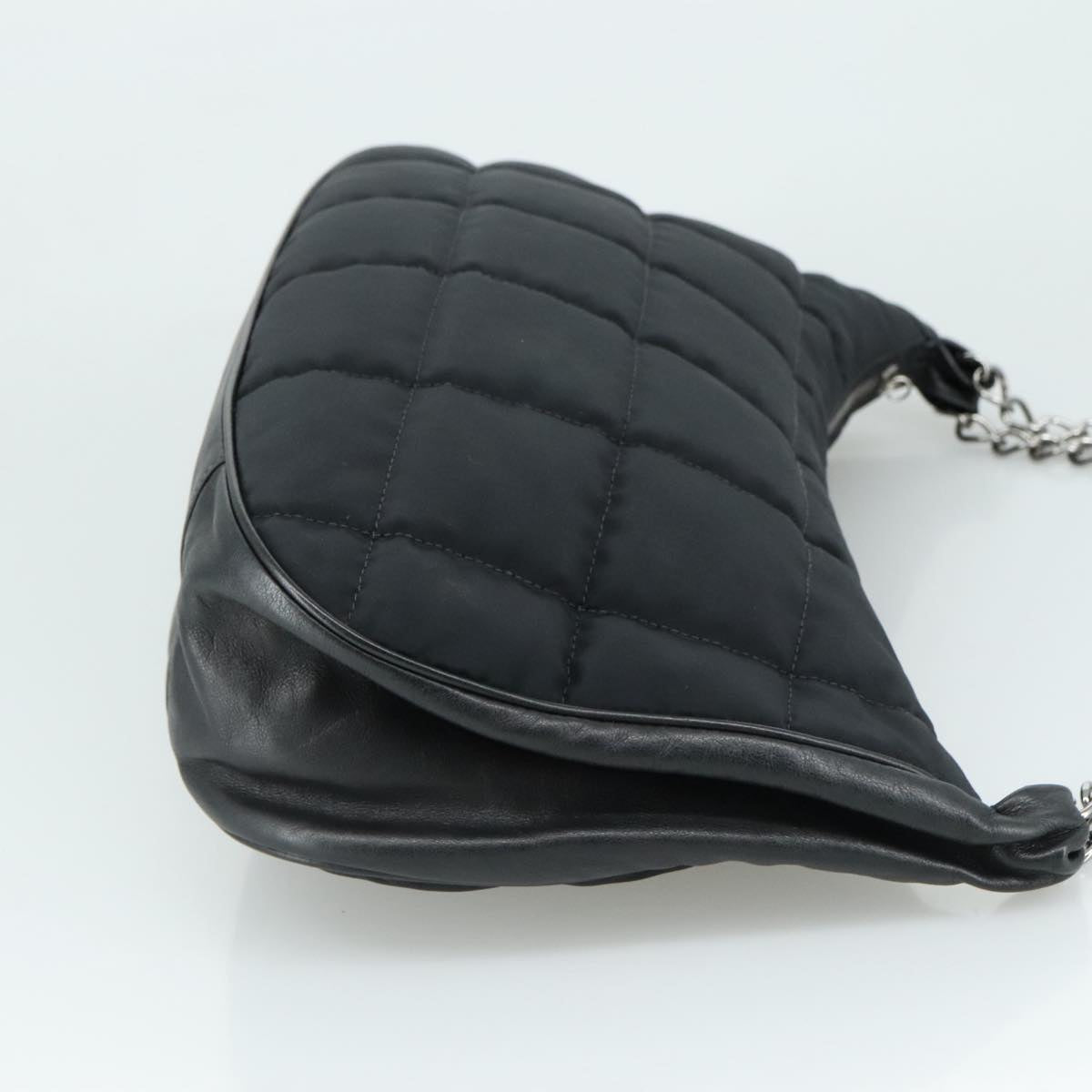 CHANEL Choco Bar Chain Shoulder Bag Nylon Black CC yk16437