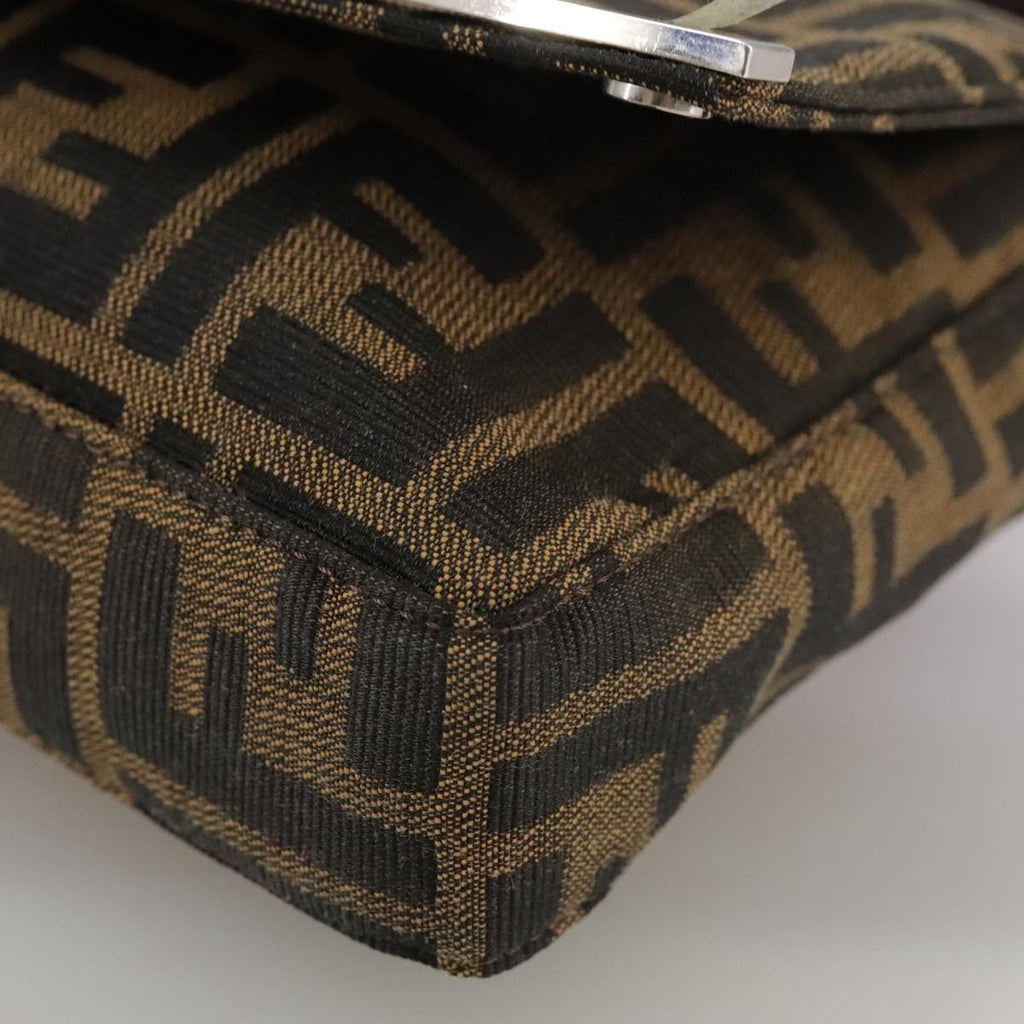 FENDI Zucca Canvas Hand Bag Brown Black yk16512