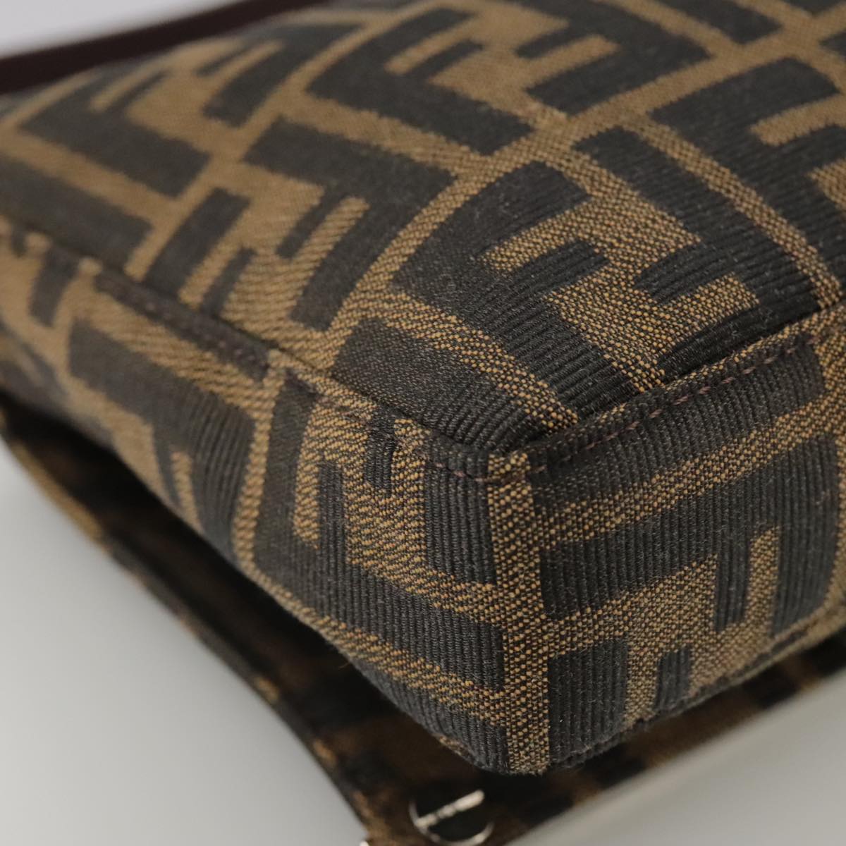 FENDI Zucca Canvas Hand Bag Brown Black yk16512