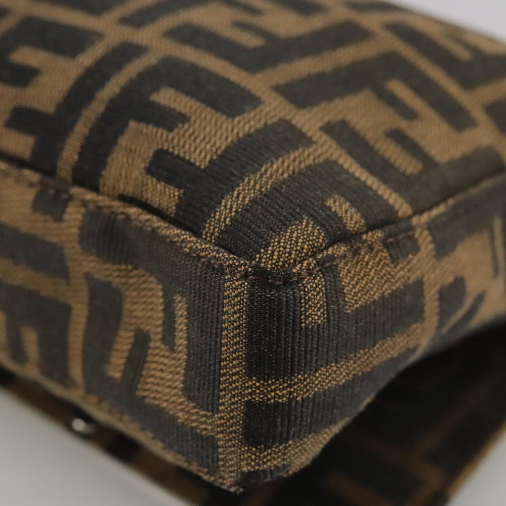 FENDI Zucca Canvas Hand Bag Brown Black yk16512