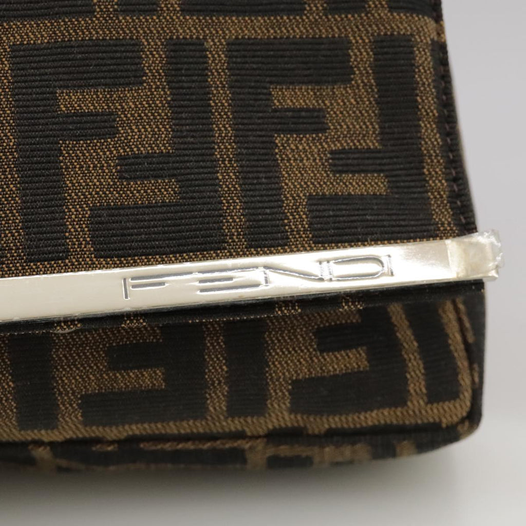 FENDI Zucca Canvas Hand Bag Brown Black yk16512