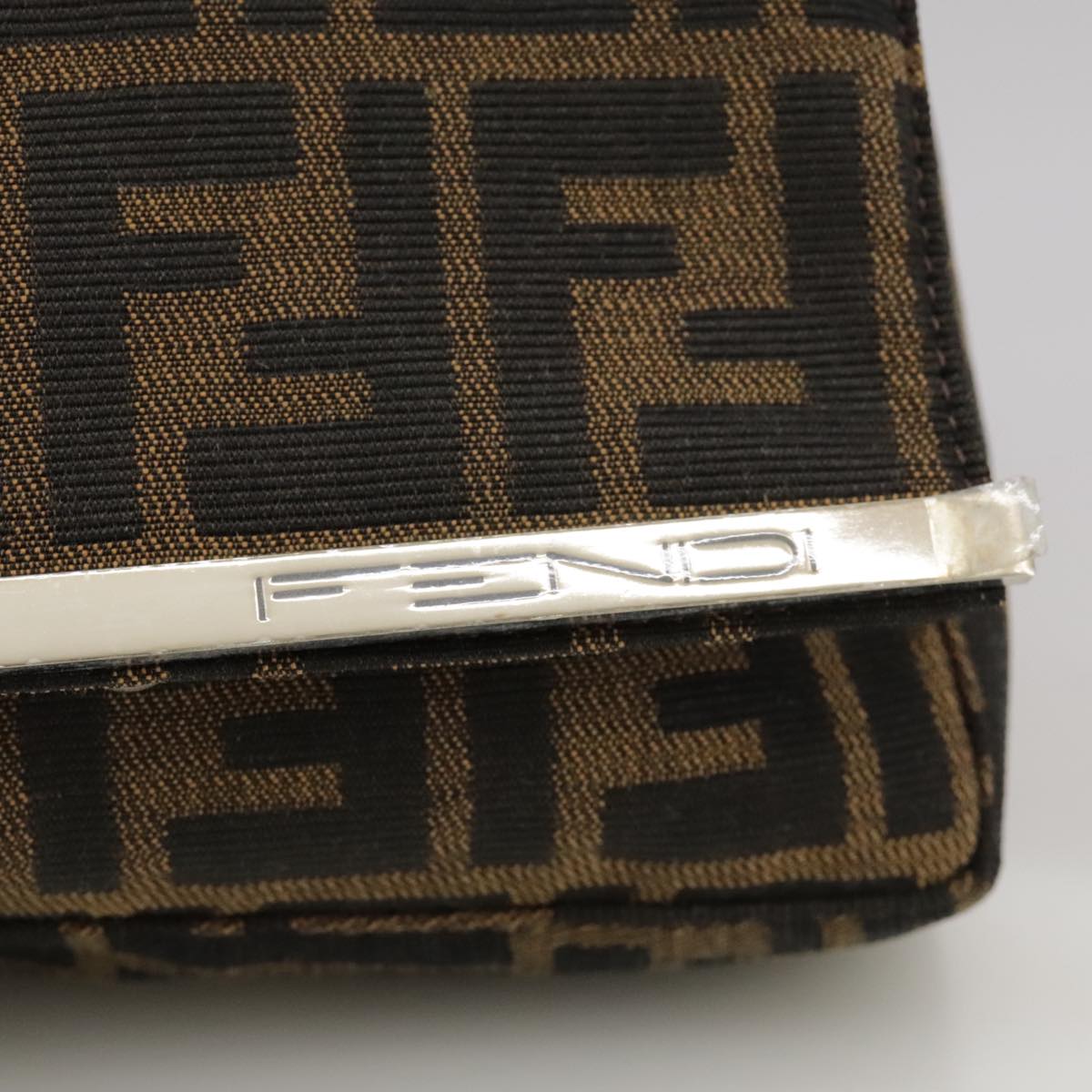 FENDI Zucca Canvas Hand Bag Brown Black yk16512