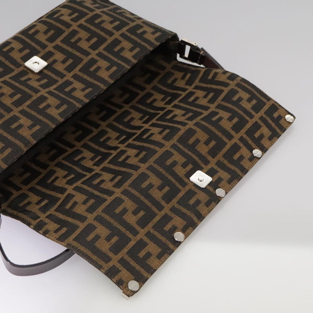 FENDI Zucca Canvas Hand Bag Brown Black yk16512